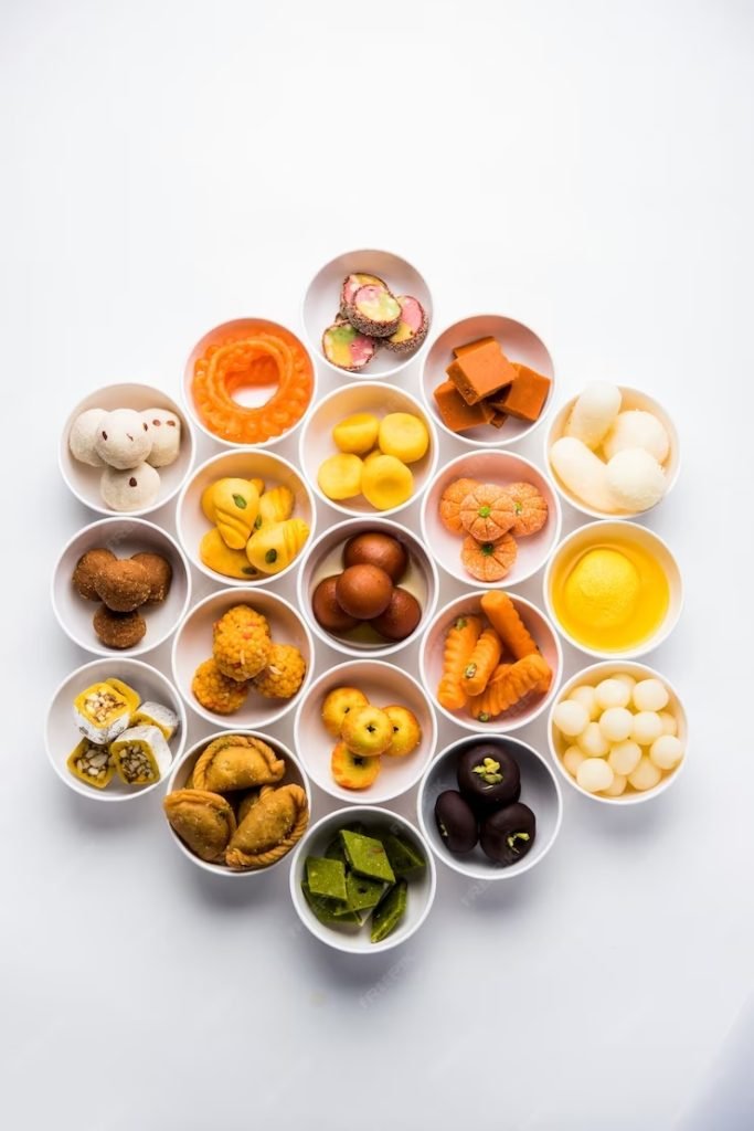 Rangoli of Assorted Indian sweets